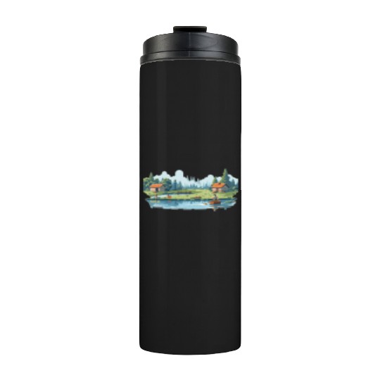 Fisherman Nature 8-bit style Thermal Tumblers