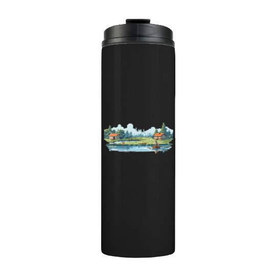 Fisherman Nature 8-bit style Thermal Tumblers