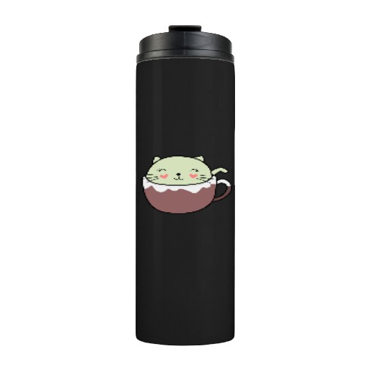 Mint Hot Cocoa Cat in Coffee Mug Thermal Tumblers