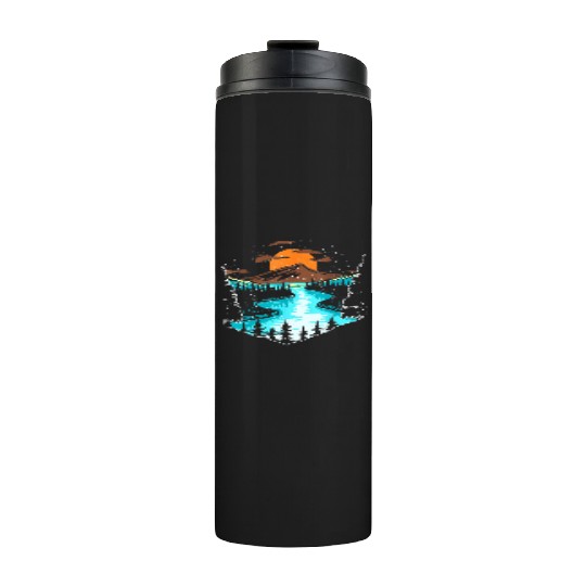 Wildlife Mountain River Outdoor Nature Full Moon Thermal Tumblers