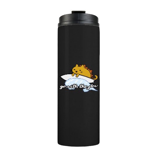 Catzilla Surfer Surf Lover Go With The Flow Thermal Tumblers