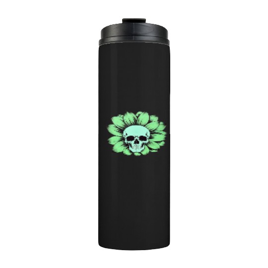 Green Toxic Sunflower Skull Vintage Style Thermal Tumblers