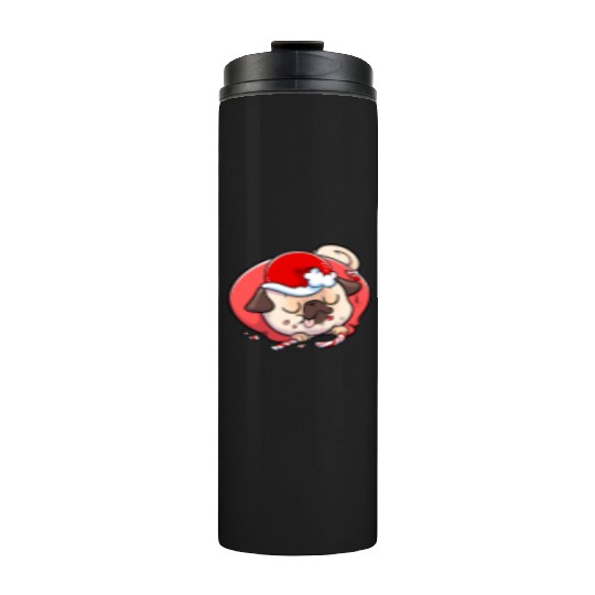 Pug Elf Candy Cane Thermal Tumblers