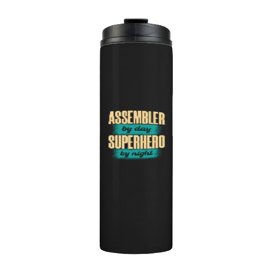 Assembler By Day Superhero By Night green Thermal Tumblers