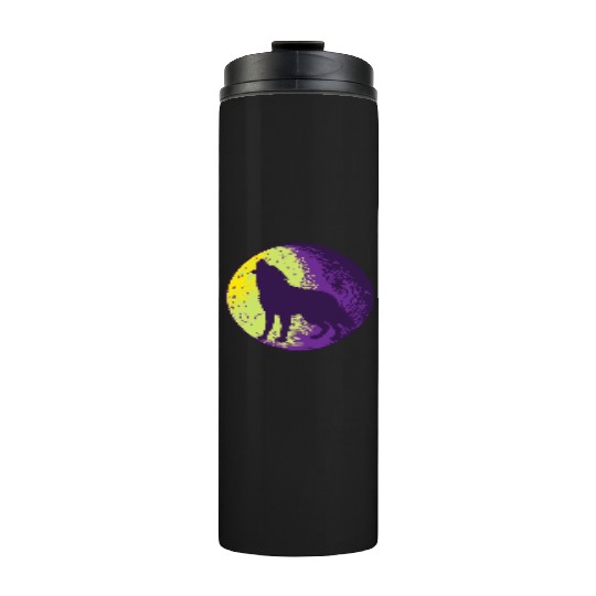 Howling wolf in the moon cool Thermal Tumblers
