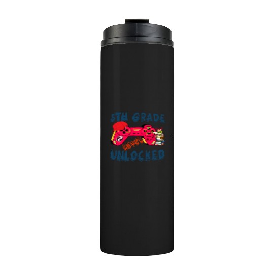 5th Grade Level Unlocked Video Game Back to School Thermal Tumblers