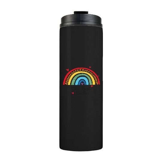 The Best Teacher rainbow Gift Heart Thermal Tumblers