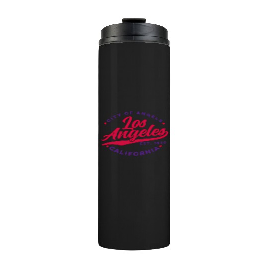 Los Angeles City Of Angels California Red Text Thermal Tumblers
