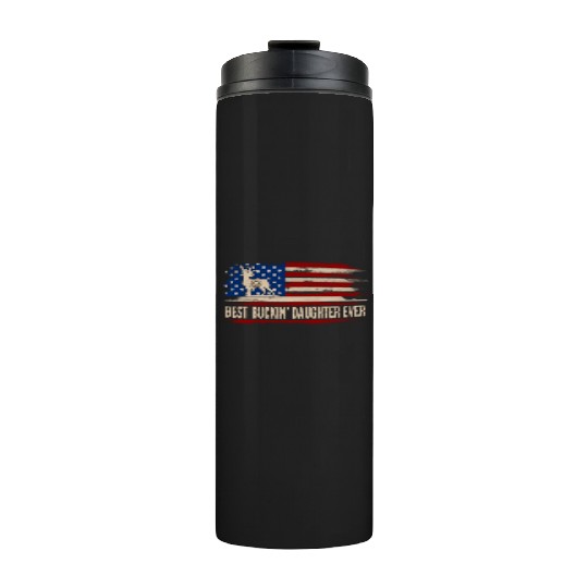 Best Buckin' Daughter Ever American Usa Flag Deer Thermal Tumblers