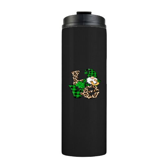 Love Irish Gnome Shamrock Leopard Plaid St Patrick Thermal Tumblers