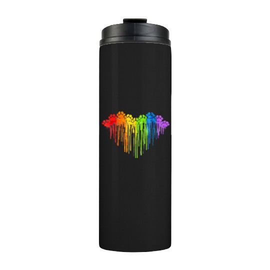 Dog Paws Rainbow Heart Dog Lover Gay Pride LGBT Thermal Tumblers