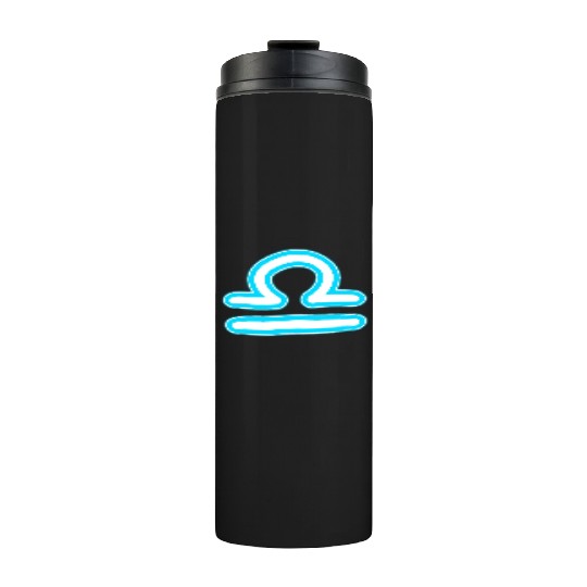 Libra Zodiac Sign Neon Blue Thermal Tumblers