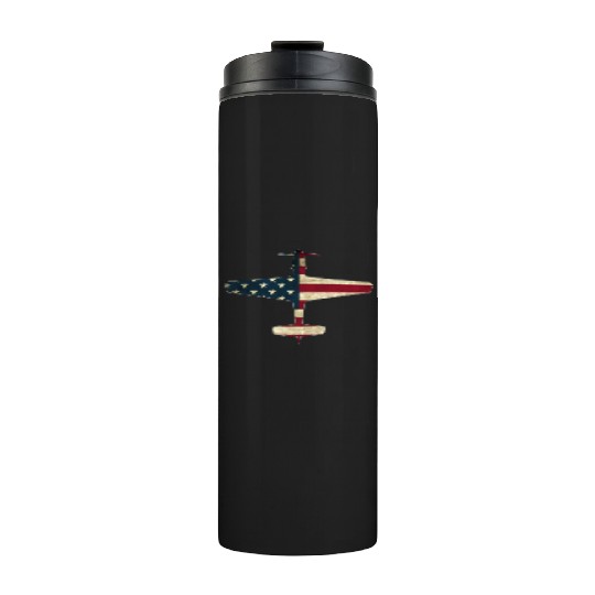 Patriotic Veteran Fighter Warbird Plane Us Flag P Thermal Tumblers