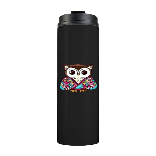 Japanese Kimono owl Thermal Tumblers