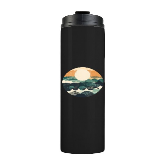 Hokusai Japanese Art Inspired Patterned Ocean Thermal Tumblers