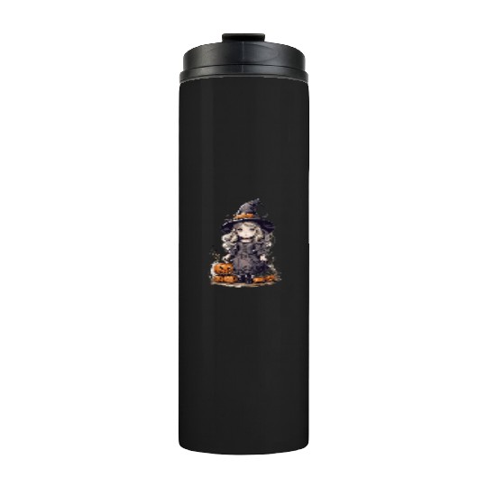 cute and creepy halloween fantasy witch Thermal Tumblers