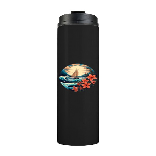 Sailing Ship Sailing Orchids Flowers Sailboat Thermal Tumblers