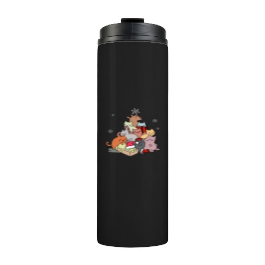 Winter Cat Mountain Or Tree Thermal Tumblers