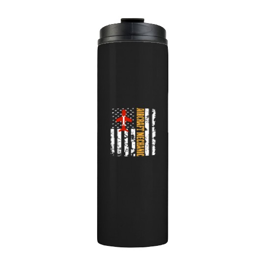 Aircraft Mechanic USA FLAG Thermal Tumblers
