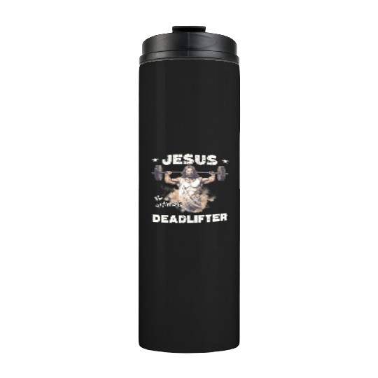 Jesus The Ultimate Deadlifted Retro Jesus Thermal Tumblers