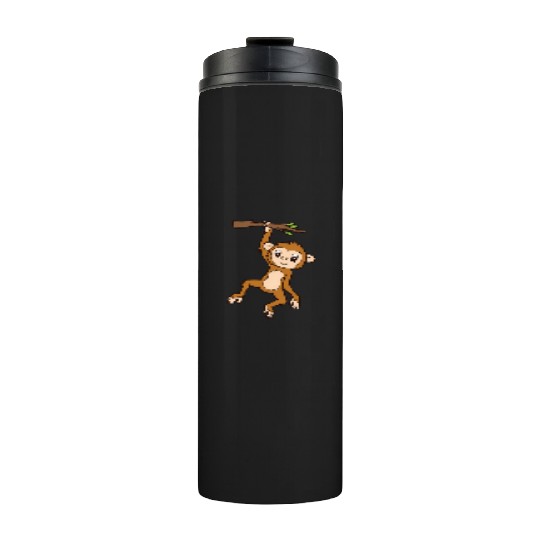 Monkey Hanging On Branch Ape Monkey Thermal Tumblers