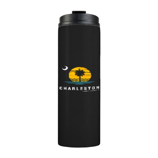 Charleston South Carolina Sc Palmetto Moon Sunset Thermal Tumblers