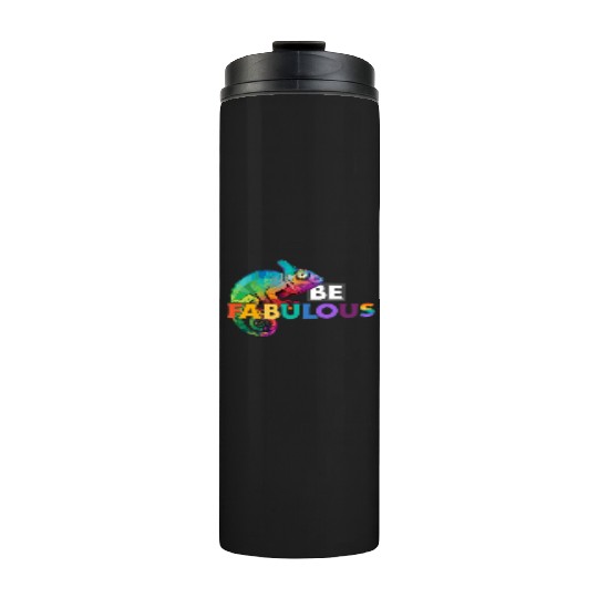 Be fabulous! with rainbow colored chameleon Thermal Tumblers