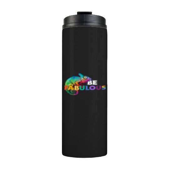 Be fabulous! with rainbow colored chameleon Thermal Tumblers