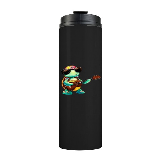 Tropical turtle with guitar Thermal Tumblers