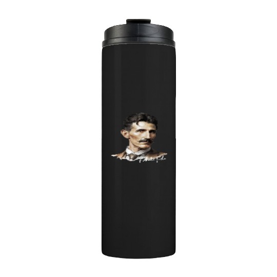 Artistic Illustration of Nikola Tesla Thermal Tumblers