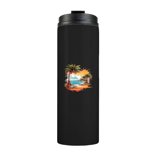 Tropical Tranquility: Beach Splash Art Thermal Tumblers