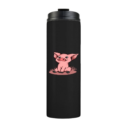 Cute Funny Happy Piglet Graphic Pig Lover Gift Thermal Tumblers