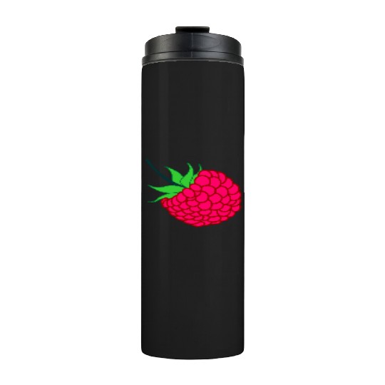 Raspberry red with green leaves Thermal Tumblers