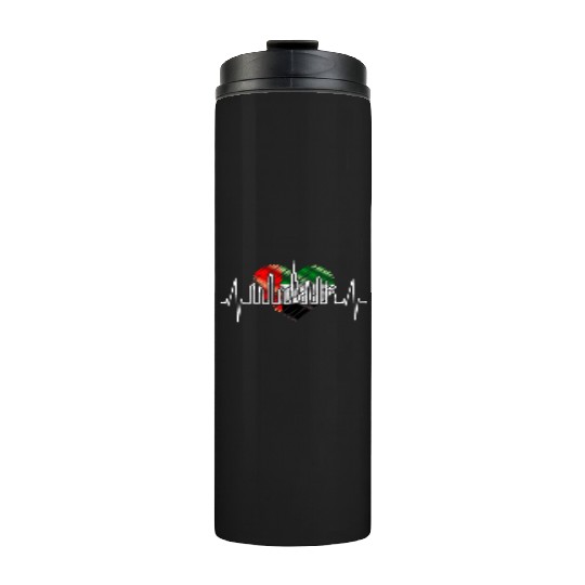Dubai Skyline Heartbeat Burj Khalifa Love UAE Flag Thermal Tumblers