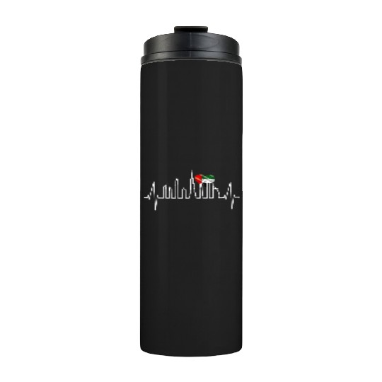 Dubai Skyline Heartbeat Burj Khalifa Love UAE Flag Thermal Tumblers