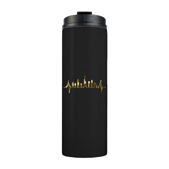 Dubai Skyline Heartbeat Burj Khalifa Silhouette Thermal Tumblers