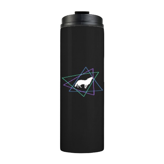 Geometric Howling Wolf Thermal Tumblers