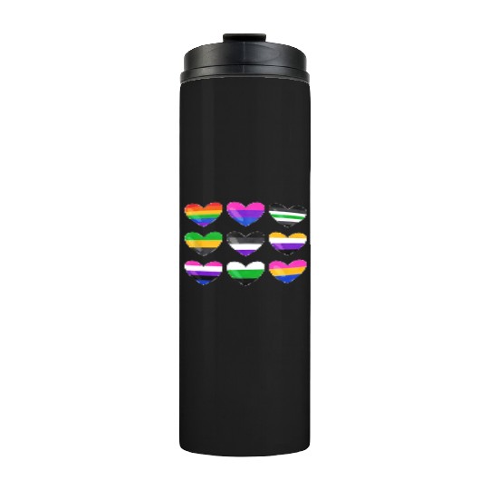 Lesbian And Gay Flag LGBTQ LGBT Rainbow Heart Thermal Tumblers