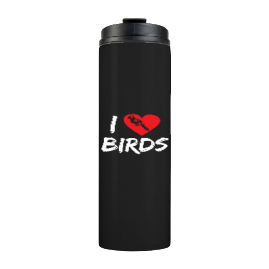 Bird Lover Heart Cute Birdwatcher Parrot Heron Thermal Tumblers