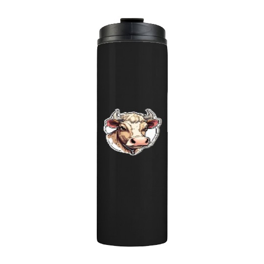Cow Cows Cow Head Agriculture Farmer Thermal Tumblers