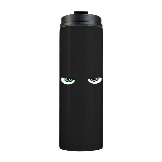 Black Cat Green Eyes | Halloween Cat Lovers Gift Thermal Tumblers