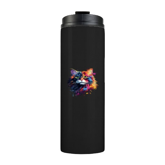 Color Explosion Persian Cat Art Thermal Tumblers