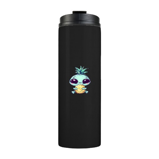 Alien with Pineapple Punk Hairstyle Thermal Tumblers