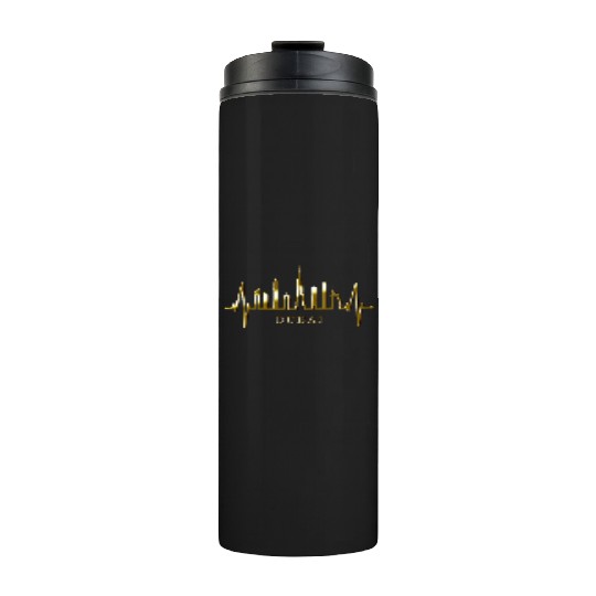 Dubai Skyline Heartbeat Burj Khalifa Silhouette Thermal Tumblers