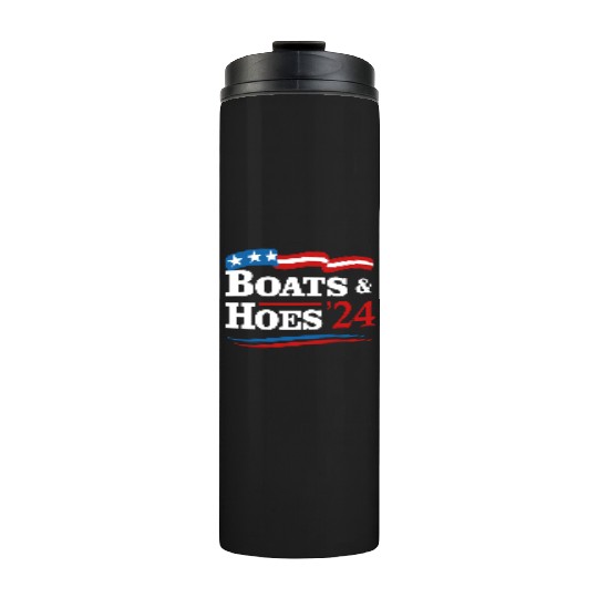 Boats & Hoes 24 Vintage Retro Meme Step Brother Thermal Tumblers