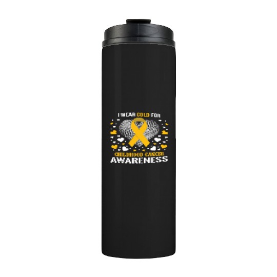I Wear Childhood Cancer Awareness Supporter Ribbon Thermal Tumblers