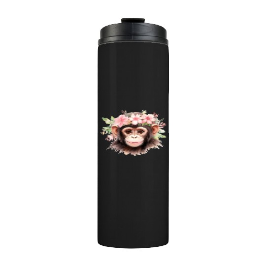 Monkey Chimpanzee Jungle Animal Boho Floral Ape Thermal Tumblers