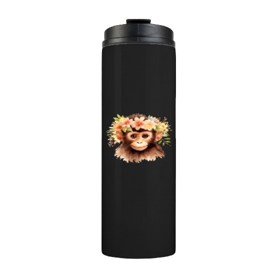 Monkey Chimpanzee Jungle Animal Boho Floral Ape Thermal Tumblers