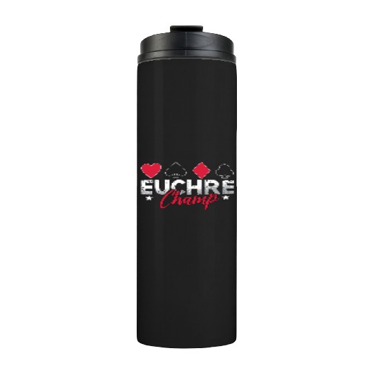 Euchre Champ Playing Cards Pinochle Board Game Thermal Tumblers