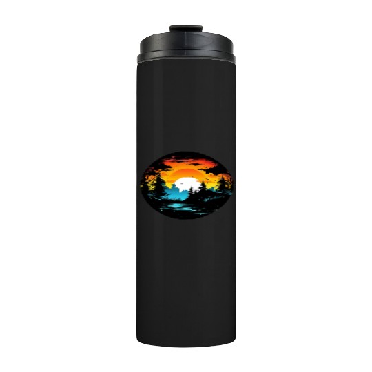 Riverside Twilight in the Forest Thermal Tumblers